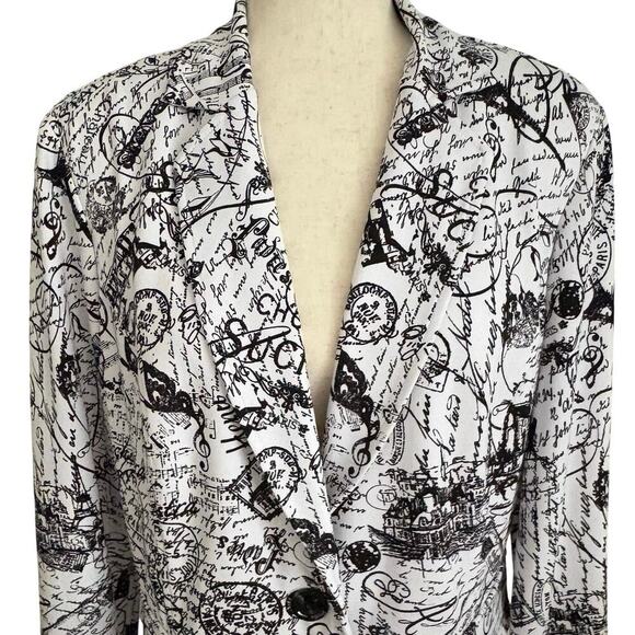 Joseph Ribkoff Statement City Print Blazer Jacket Black White Women’s Size 12 - Picture 5 of 9